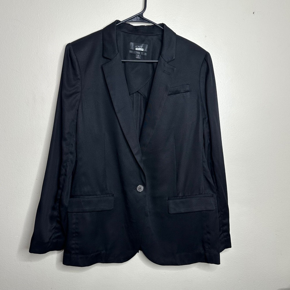 J.Crew Blazer Alfie Black Lyocell Single Button Jacket size 16
